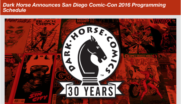 SDCC Schedule: Dark Horse San Diego Comic Con 2016 Programming