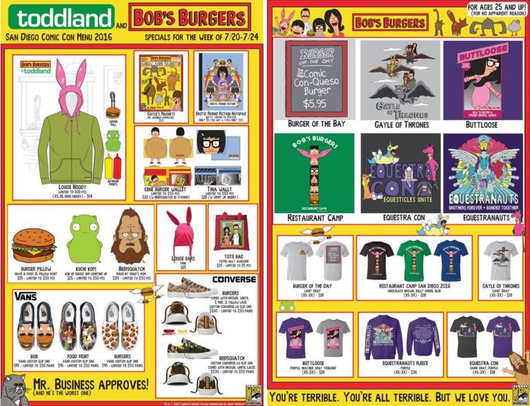 Bob’s Burgers SDCC 2016 Exclusives at toddland