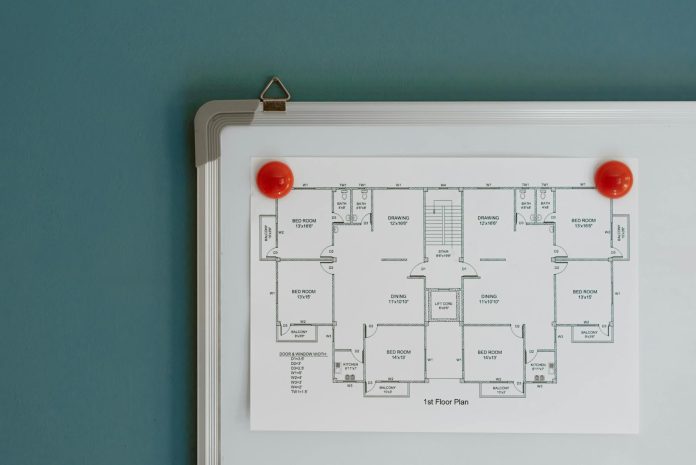 image-137 Floor plan hanging on whiteboard