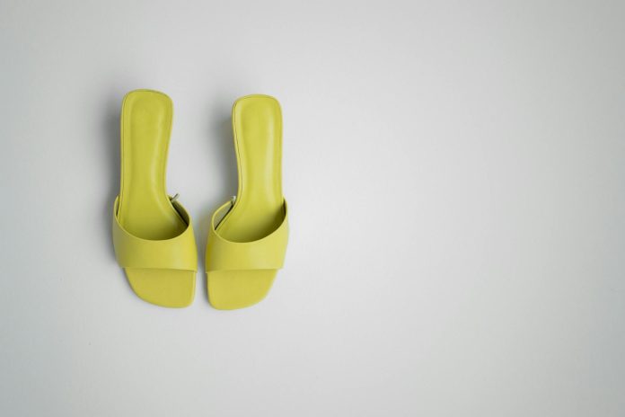image-14 Stylish pair of female mule shoes on light background